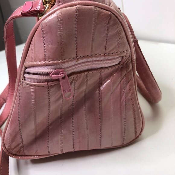 VINTAGE Pink Leather Mini Shoulder Bag Satchel - Picture 4 of 7